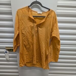 Elegant Golden Orange Embroidered Tunic